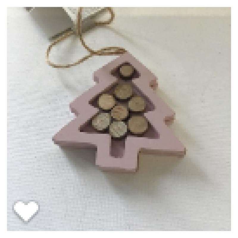 Kerstboom roze met boomstammetjes 8.5CM